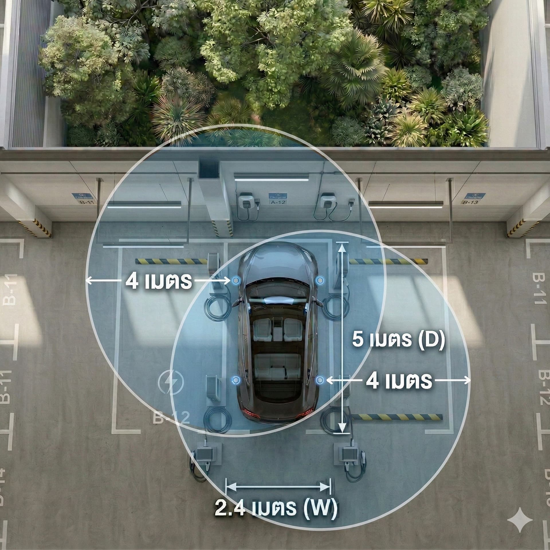 ระยะและตำแหน่งติดตั้ง EV Charger