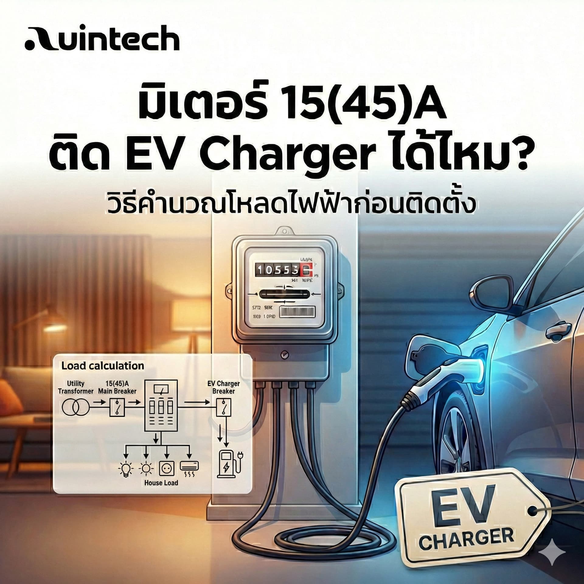 มิเตอร์ 15(45)A ติด EV Charger ได้ไหม?