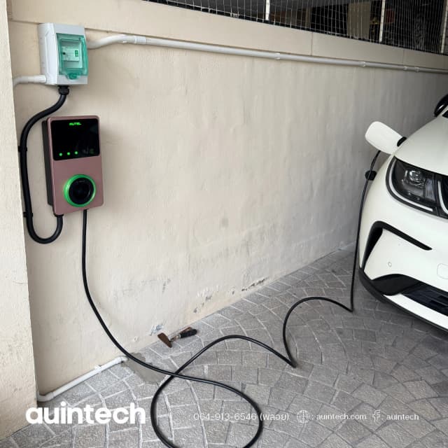 ติดตั้ง Autel MaxiCharger 7.4kW สีชมพู สำหรับ BYD Dolphin ตู้ consumer unit mini Kaedra Schneider IP65 พร้อม RCCB Type B แบรนด์ Schneider โดย Auintech